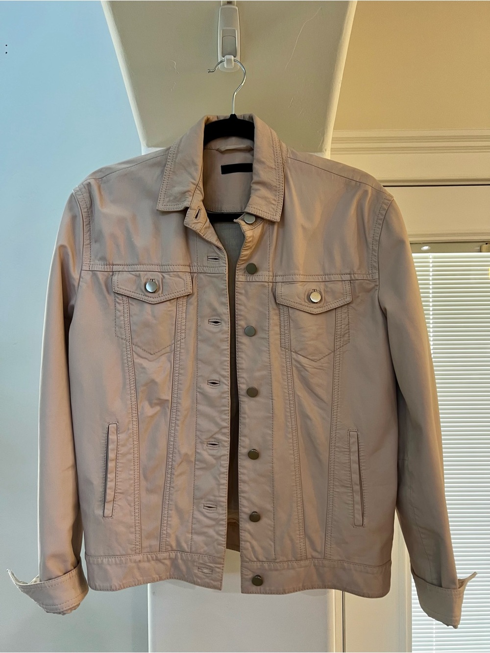 Women’s ATM Lightweight Leather Jacket -light pink